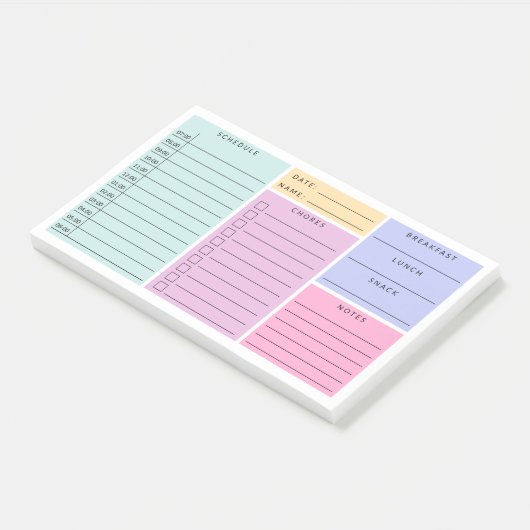 Roze Mint Paars Daily Home School Schedule Post-it® Notes (Schuin)