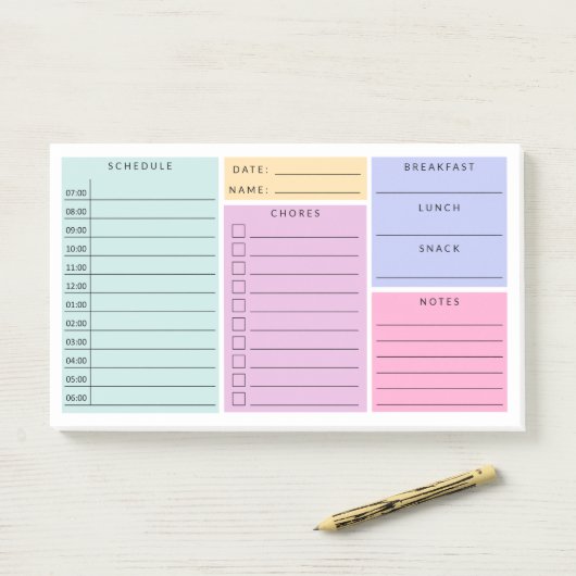 Roze Mint Paars Daily Home School Schedule Post-it® Notes (Op bureau)