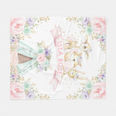 Roze Mint Paars Gold Boho Woodland Animals Fleece Deken (Voorkant (Horizontaal))