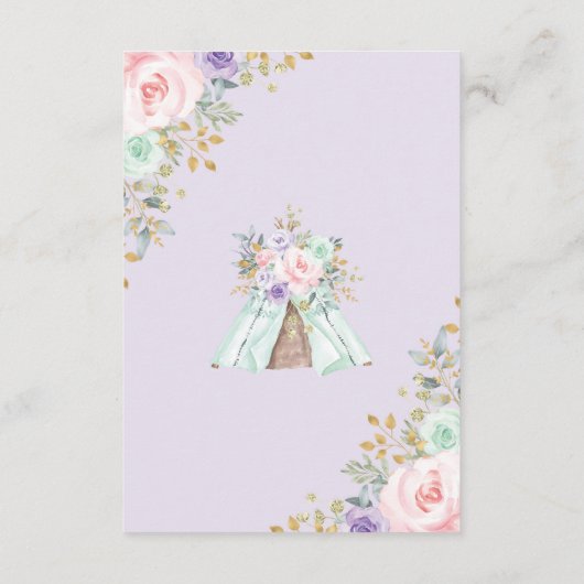 Roze Mint Paarse Woodland Animals Book Request Informatiekaartje (Achterkant)