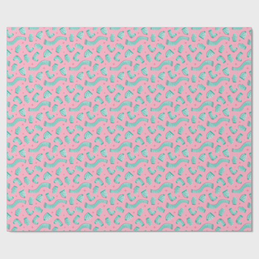 Roze Mint Patroon Kerst Cadeauverpakking papier (Vlak)