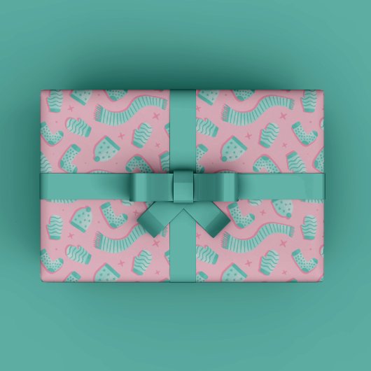 Roze Mint Patroon Kerst Cadeauverpakking papier