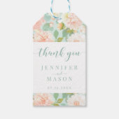 Roze Mint Peony Floral Wedding Bedankt Gift Labels Cadeaulabel (Voorkant)