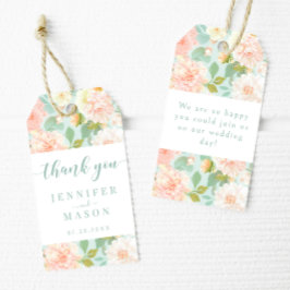 Roze Mint Peony Floral Wedding Bedankt Gift Labels Cadeaulabel