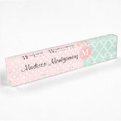 Roze mint | Polka Dots Moroccan | Monogrammen Naambordje