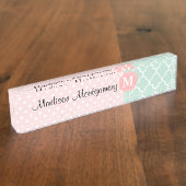 Roze mint | Polka Dots Moroccan | Monogrammen Naambordje (Zijkant)