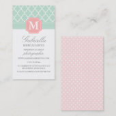 Roze mint | Polka Dots Moroccan | Monogrammen Visitekaartje (Voorkant / Achterkant)