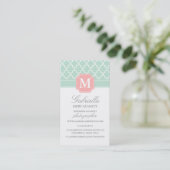 Roze mint | Polka Dots Moroccan | Monogrammen Visitekaartje (Staand voorkant)
