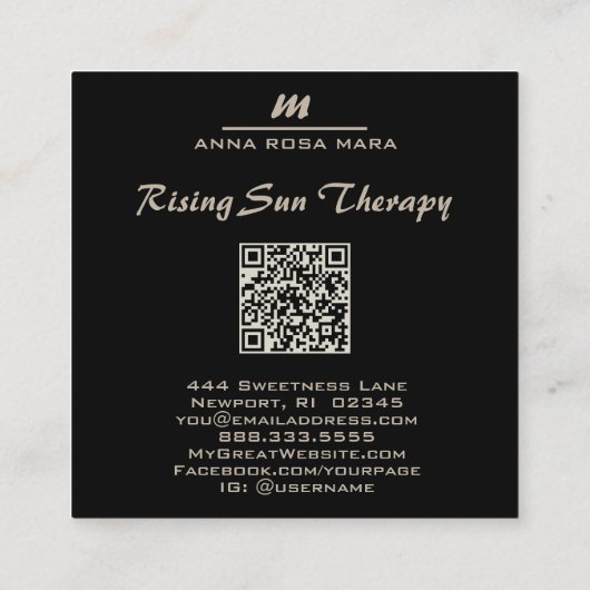 *~* ROZE MINT QR Marmeren Glam Luxe Initiaal AP66 Vierkante Visitekaartje (Achterkant)