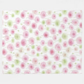 Roze Mint Ranunculus Bloemen Fleece Deken (Voorkant (Horizontaal))