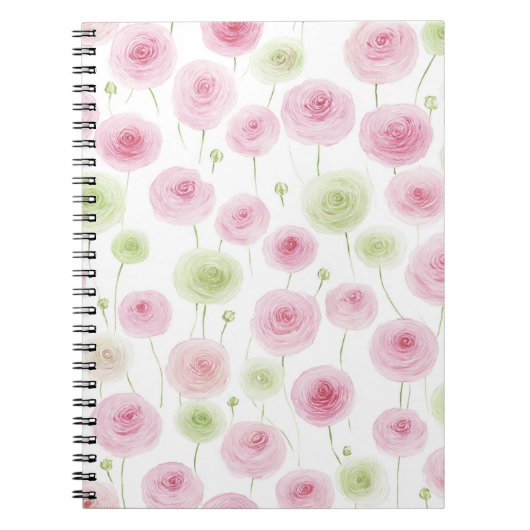 Roze Mint Ranunculus Bloemen Notitieboek (Voorkant)