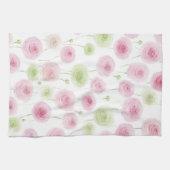 Roze Mint Ranunculus Bloemen Theedoek (Horizontaal)
