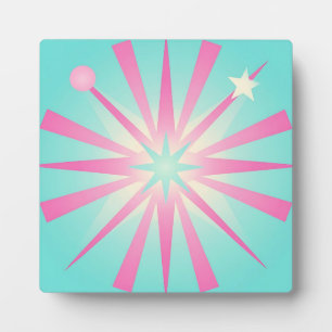 Roze Mint Retro Starburst Gloed Fotoplaat