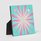 Roze Mint Retro Starburst Gloed Fotoplaat (Voorkant)