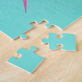 Roze Mint Retro Starburst Gloed Legpuzzel (Zijkant)
