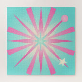 Roze Mint Retro Starburst Gloed Legpuzzel (Horizontaal)