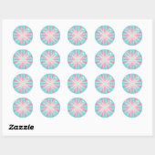 Roze Mint Retro Starburst Gloed Ronde Sticker (Vel)