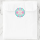 Roze Mint Retro Starburst Gloed Ronde Sticker (Tas)