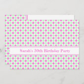 Roze Mint Stippen 30th Birthday Party Invitation Kaart (Voorkant / Achterkant)