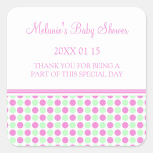 Roze Mint Stippen Baby shower Favor Stickers
