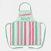 Roze Mint Stripes Kerst Schort (Voorkant)