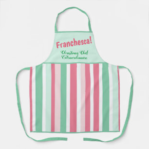 Roze Mint Stripes Kerst Schort