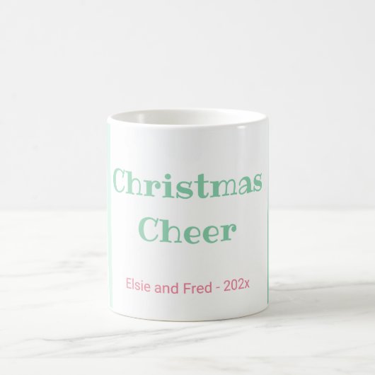 Roze Mint Stripes Kerstmis Koffiemok (Center)