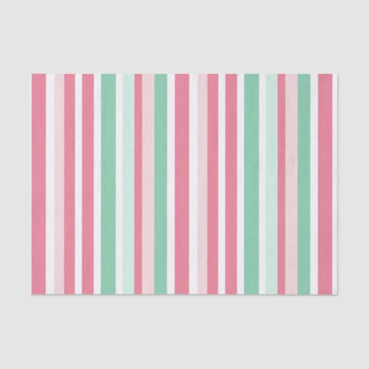 Roze Mint Stripes Kerstmis Tissuepapier (Voorkant)