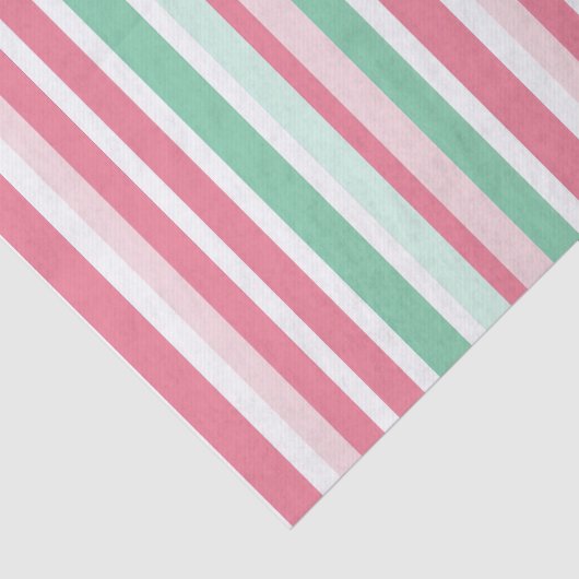 Roze Mint Stripes Kerstmis Tissuepapier (Detail)