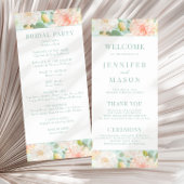 Roze Mint Tiel Floral Boho Trouwprogramma Kaarten