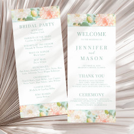 Roze Mint Tiel Floral Boho Trouwprogramma Kaarten