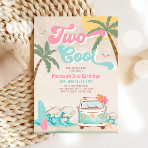 Roze Mint Twee Cool Surfen 2e Verjaardag Kaart