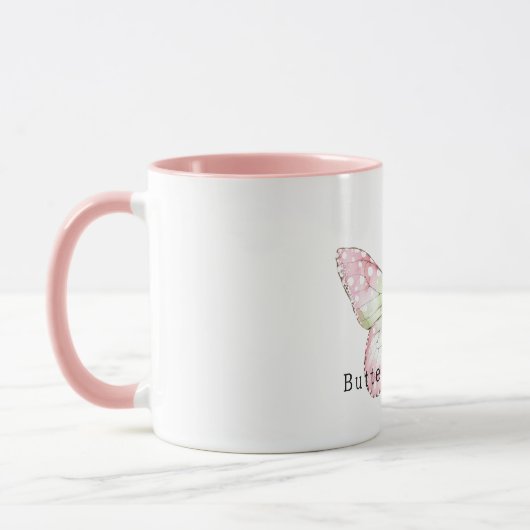 Roze Mint Vlinder Kusjes Mok (Links)