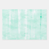 Roze & Mint Waterverf Bloem en Subtiele Strepen Inpakpapier Vel (Voorkant 3)