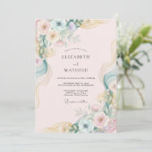 Roze Mint Waterverf Trouw Kaart (Staand voorkant)