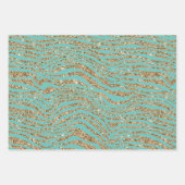Roze Mint Wit Goud Faux Glitter Zebra Inpakpapier Vel (Voorkant 3)