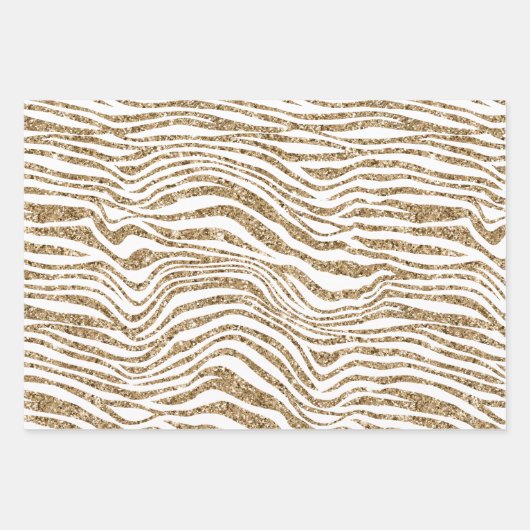 Roze Mint Wit Goud Faux Glitter Zebra Inpakpapier Vel (Voorkant 2)