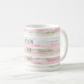 Roze Mint Witte Strepen Koffiemok (Voorkant rechts)