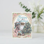  Roze + Mint Zwart Sinterklaas Kerstmis Feestdagenkaart (Staand voorkant)