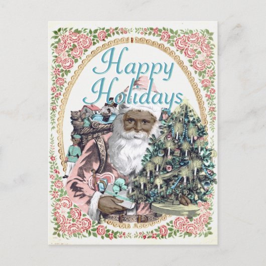  Roze + Mint Zwart Sinterklaas Kerstmis Feestdagenkaart (Voorkant)