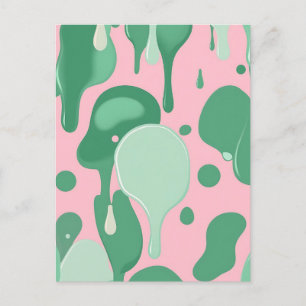 Roze Mintgroen Smeltende Drip Patroon Abstract Briefkaart