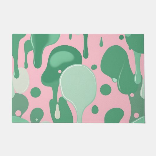 Roze Mintgroen Smeltende Drip Patroon Abstract Deurmat (Voorkant)