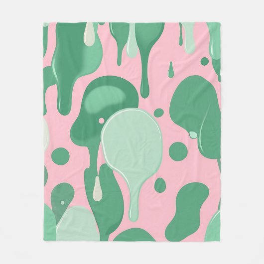 Roze Mintgroen Smeltende Drip Patroon Abstract Fleece Deken (Voorkant)
