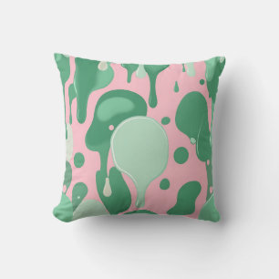 Roze Mintgroen Smeltende Drip Patroon Abstract Kussen