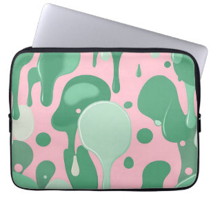 Roze Mintgroen Smeltende Drip Patroon Abstract Laptop Sleeve