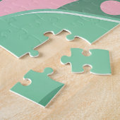 Roze Mintgroen Smeltende Drip Patroon Abstract Legpuzzel (Zijkant)