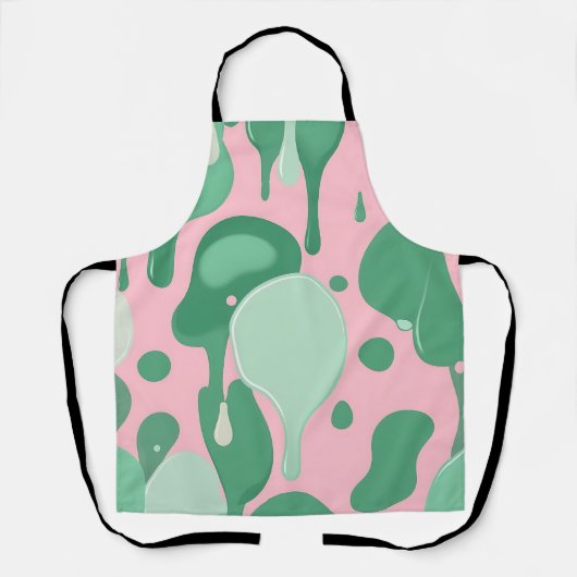 Roze Mintgroen Smeltende Drip Patroon Abstract  Schort (Voorkant)