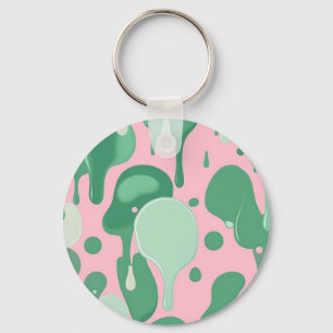 Roze Mintgroen Smeltende Drip Patroon Abstract Sleutelhanger
