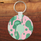 Roze Mintgroen Smeltende Drip Patroon Abstract Sleutelhanger (Voorkant)