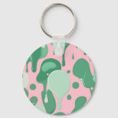 Roze Mintgroen Smeltende Drip Patroon Abstract Sleutelhanger (Achterkant)